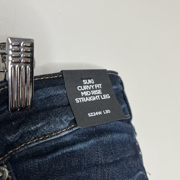 Silver Suki Curvy Fit Mid Rise Straight Leg Jeans Womens Size 24Wx30 Dark Wash - Picture 5 of 9